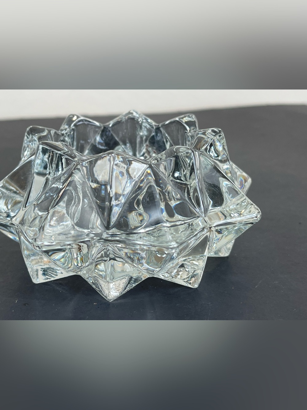 vintage clear glass starburst votive candle holder - home art decor